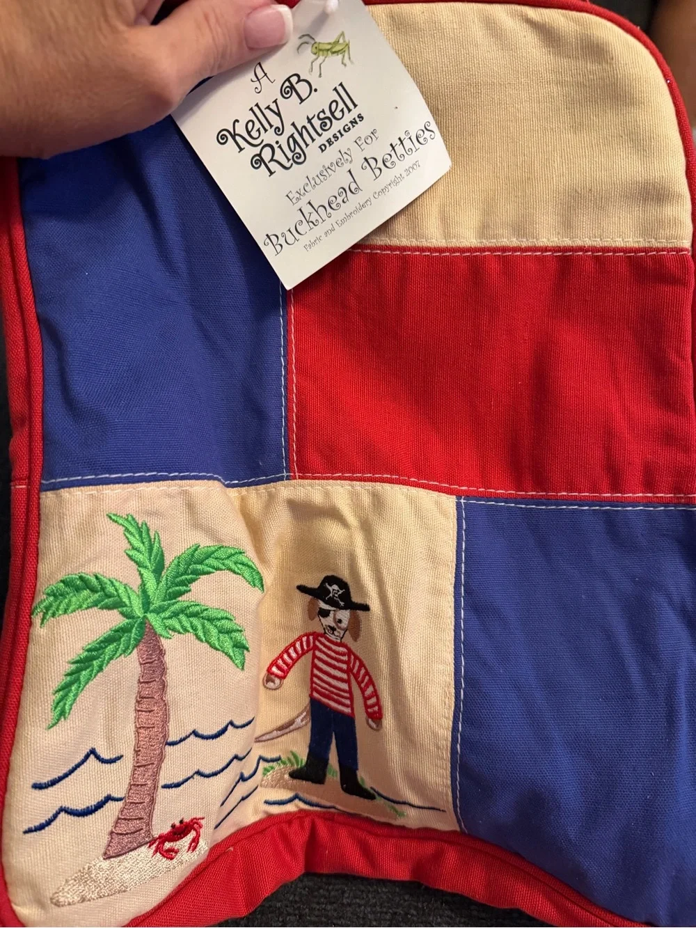 Kelly B. Rightsell Nautical Pirate Patchwork Quilt - Red, Blue, Cream